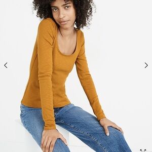 Scoopneck Long-Sleeve Baby Tee in bright ivory